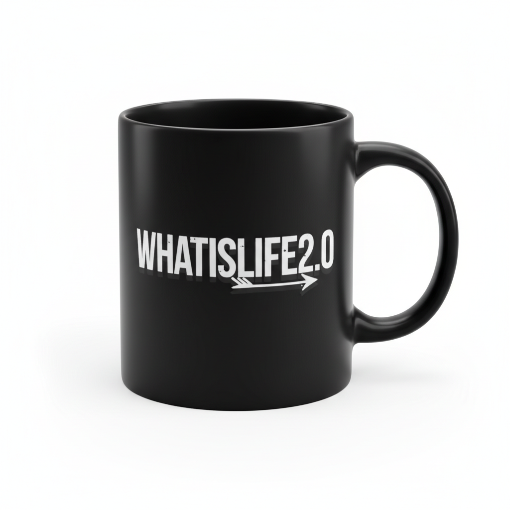 WHATISLIFE2.0 Black Mug